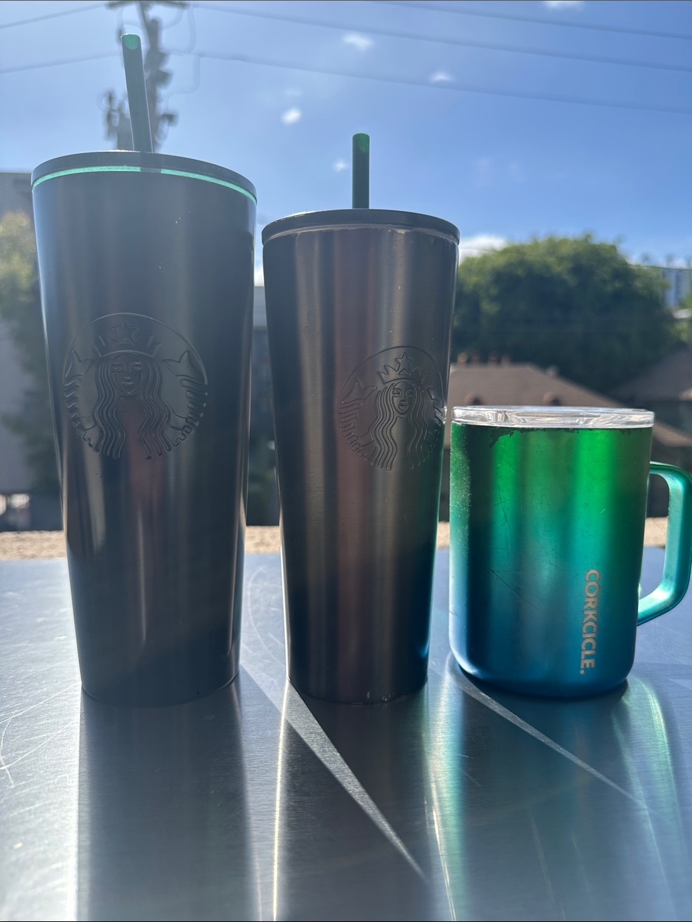Starbucks Black Logo Tumbler Trio with Green Accents